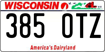 WI license plate 385OTZ