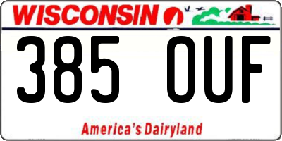 WI license plate 385OUF