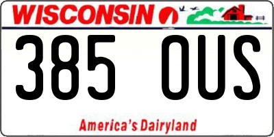 WI license plate 385OUS