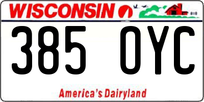 WI license plate 385OYC