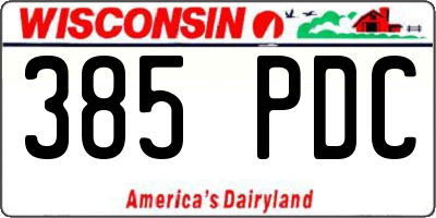 WI license plate 385PDC