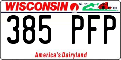 WI license plate 385PFP