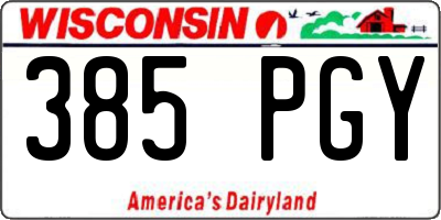WI license plate 385PGY