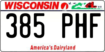 WI license plate 385PHF