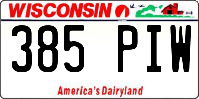 WI license plate 385PIW