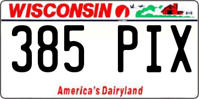 WI license plate 385PIX