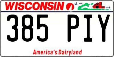 WI license plate 385PIY