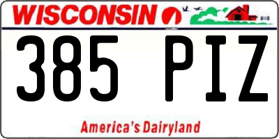WI license plate 385PIZ