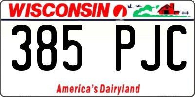WI license plate 385PJC