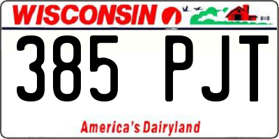 WI license plate 385PJT