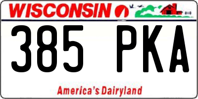 WI license plate 385PKA