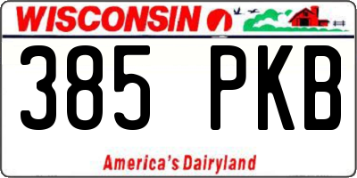 WI license plate 385PKB