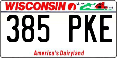 WI license plate 385PKE