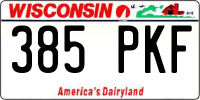 WI license plate 385PKF