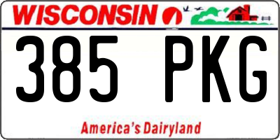 WI license plate 385PKG