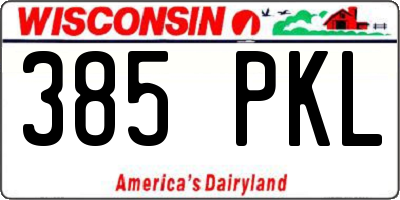 WI license plate 385PKL