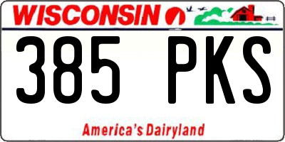 WI license plate 385PKS