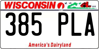 WI license plate 385PLA