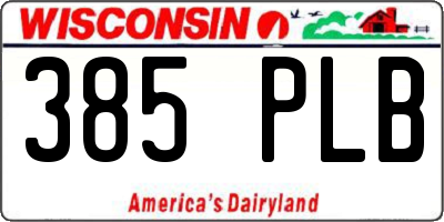 WI license plate 385PLB