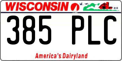 WI license plate 385PLC