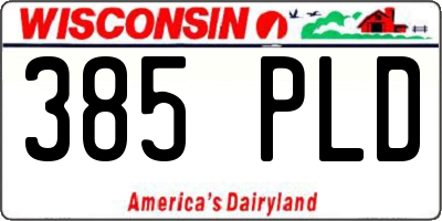 WI license plate 385PLD