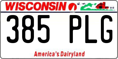 WI license plate 385PLG
