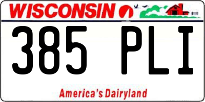 WI license plate 385PLI