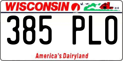 WI license plate 385PLO