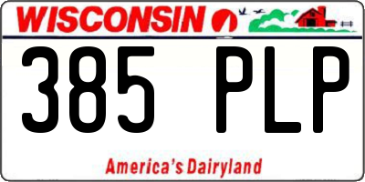 WI license plate 385PLP