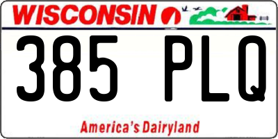 WI license plate 385PLQ