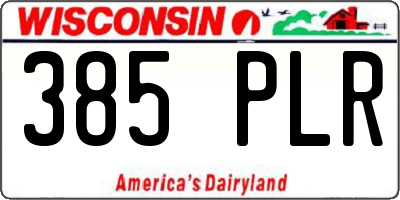WI license plate 385PLR