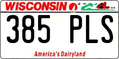 WI license plate 385PLS