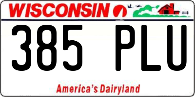 WI license plate 385PLU