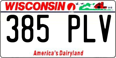 WI license plate 385PLV