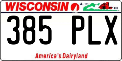 WI license plate 385PLX
