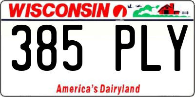 WI license plate 385PLY