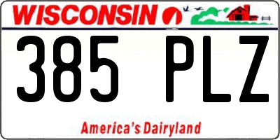 WI license plate 385PLZ