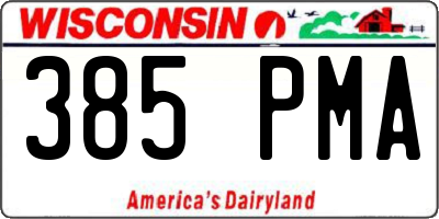WI license plate 385PMA