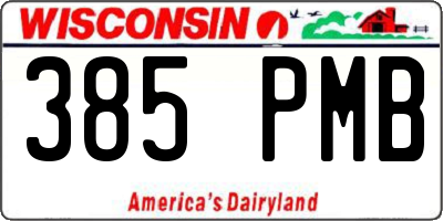 WI license plate 385PMB