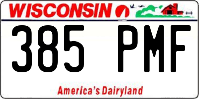 WI license plate 385PMF