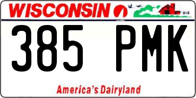 WI license plate 385PMK