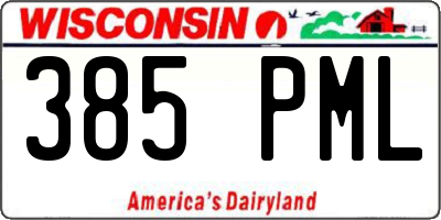 WI license plate 385PML