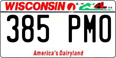 WI license plate 385PMO
