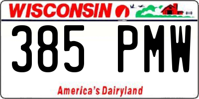 WI license plate 385PMW