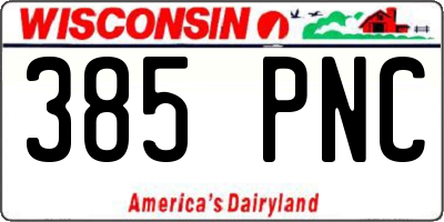 WI license plate 385PNC