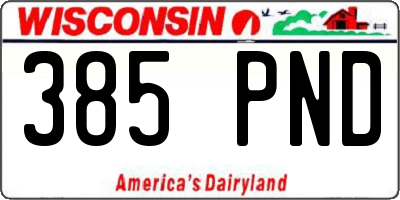 WI license plate 385PND