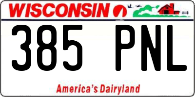 WI license plate 385PNL