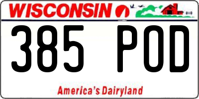 WI license plate 385POD