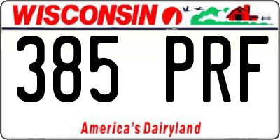 WI license plate 385PRF