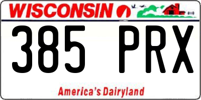 WI license plate 385PRX